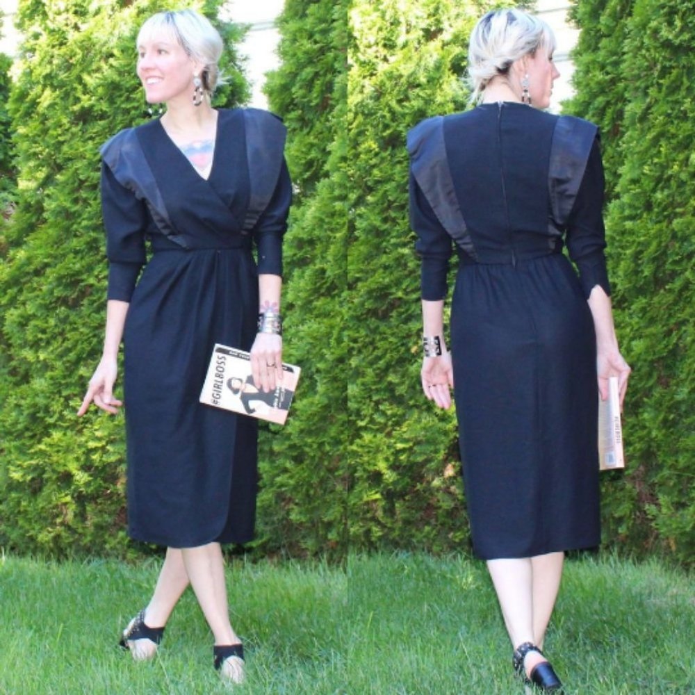 Morton Myles 1980s Vintage Structured Tuxedo Midi
